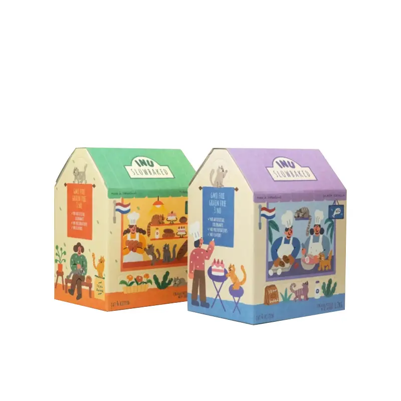 पेशेवर कार्टन कस्टम पैकेजिंग: रचनात्मक छोटा घर बॉक्स: रंगीन पशु दुनिया