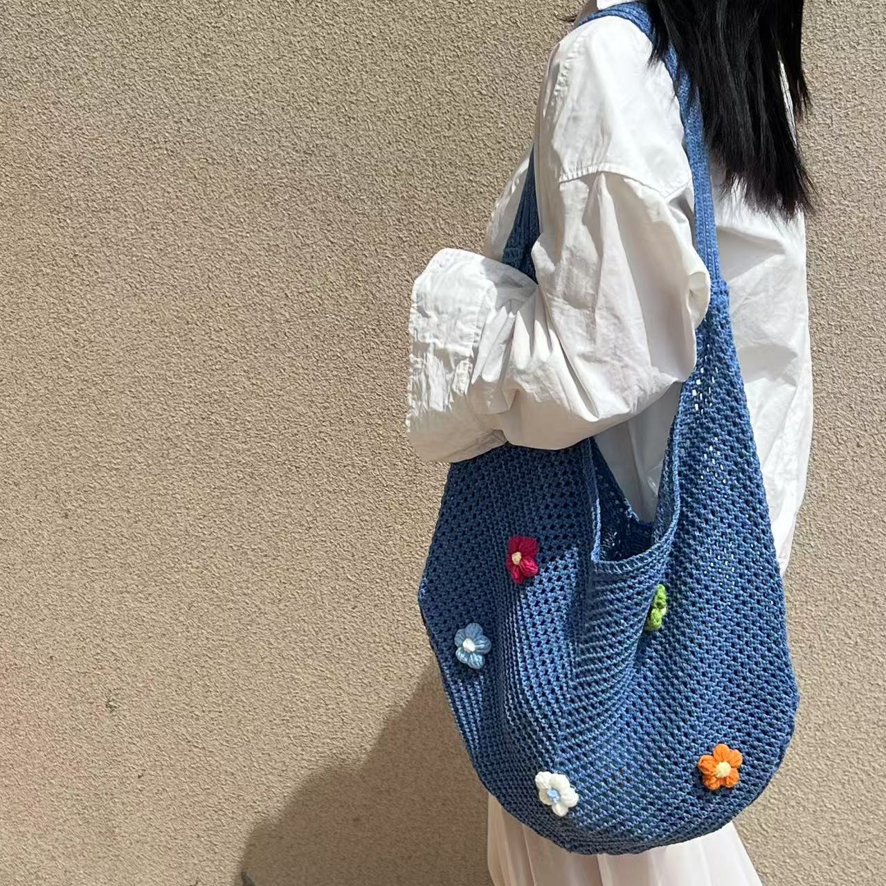 Borsa floreale blu