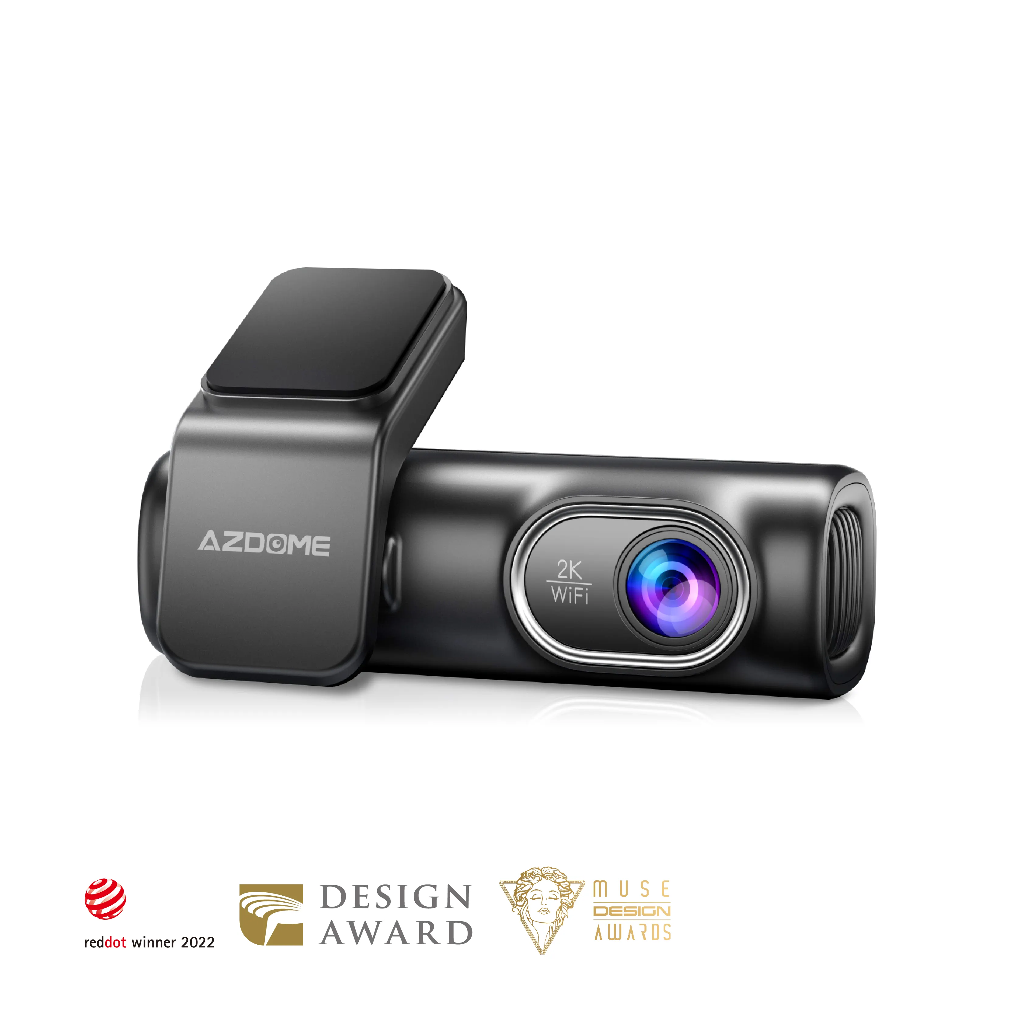 AZDOMEM301隠しミニ2CH2Kダッシュカメラ、GPS WIFI EN音声制御スーパーコンデンサーパーキングモードアプリ制御
