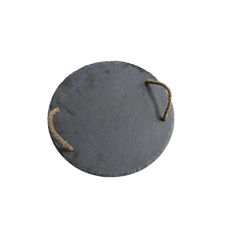 Durable property slate stone with rope handles small platter size