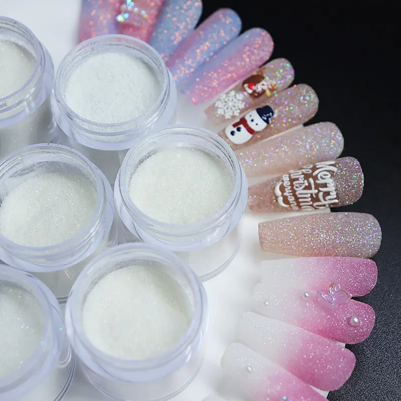 10ml/tarro Nail Art Clear Glitter Powder 7 colores Nails Decoration Nail Powder