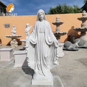 Mily tùy chỉnh bằng đá cẩm thạch trắng Virgin Mary bức tượng với mở tay cho ngoài trời nghĩa trang - Product Image 5