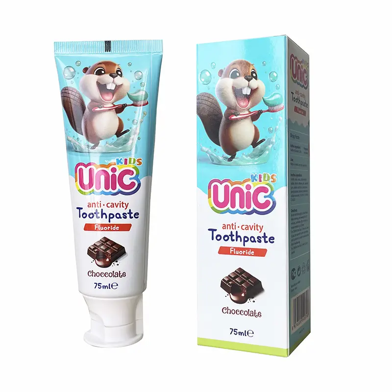 Produttore professionale 75ml fluoro cioccolato sbiancante denti dentifricio per i bambini