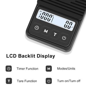 Bilancia da caffè digitale impermeabile con Timer 1000g X 0.1g piccola scala da viaggio, Mini grammi elettronici e OZwith grande LCD retroilluminato - Product Image 3