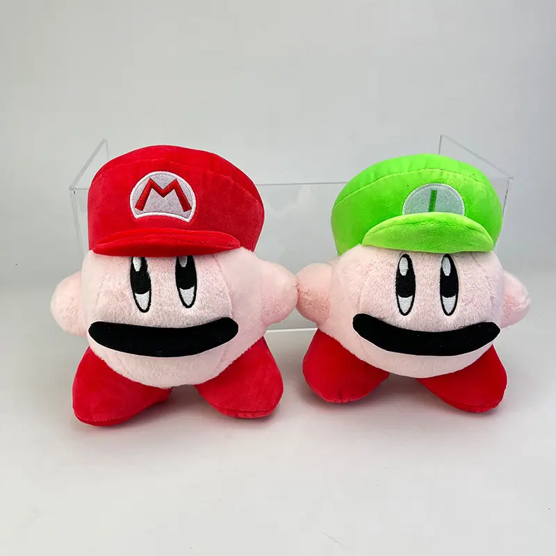 Venta al por mayor 20cm dibujos animados Anime Super Mario Bros transformar en estrella Kirby peluche garra máquina muñeca