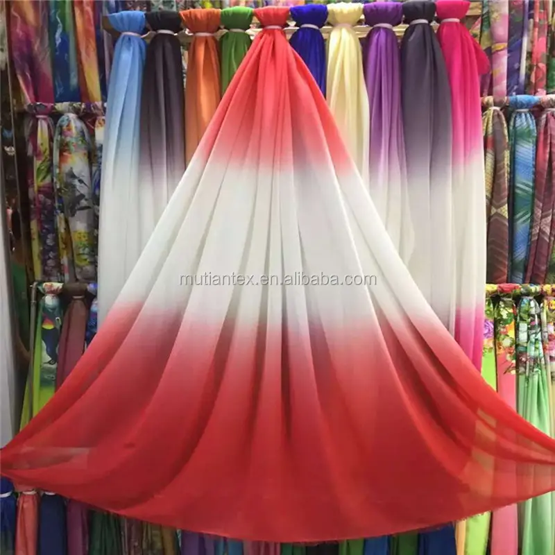 Tissu de vêtements pour femmes à la mode 100% mousseline de soie tissée en polyester