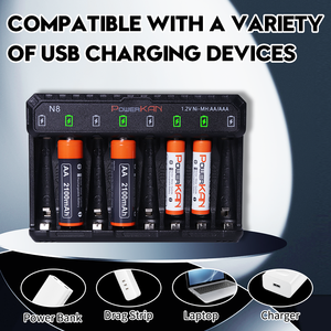 N8 8スロットユニバーサルUSB 12Vスマート充電器LEDディスプレイインテリジェント認識Ni-MH/Ni-CD AAトリプルバッテリー充電 - Product Image 6