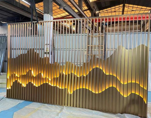 Alta qualità in acciaio inox moderno divisorio ristoranti Premium legno alluminio schermi divisori sala pannello Technics decorazione - Product Image 2