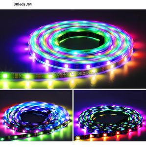 แถบไฟ LED WS2812B RGB 5050 5 V 30/60/144LED พิกเซล WS2812 IC สี RGB แถบไฟ LED IP30 IP65 IP67ริมน้ำ