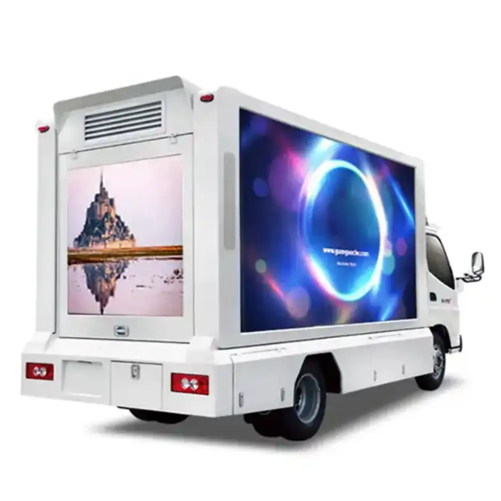 L'écran polychrome chaud de l'approvisionnement P8 a mené le camion mobile d'étape de la publicité