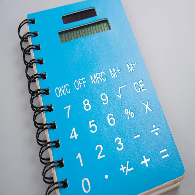 Buku Catatan Spiral Sampul Kulit PU dengan Kalkulator Bawaan untuk Sekolah