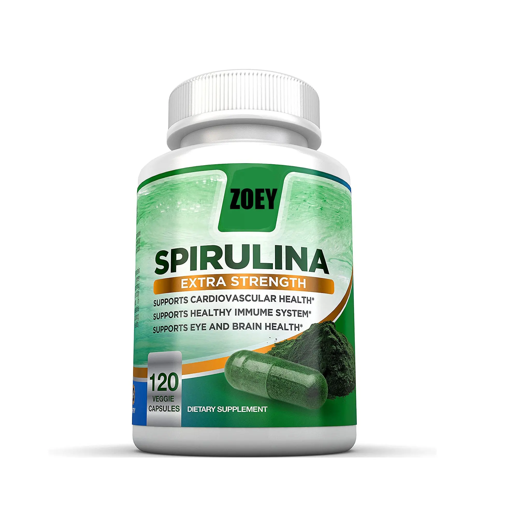 Zoey Spirulina 2000mg Maximale Stärke Spirulina Super food Pulver in Premium qualität Leicht zu schlucken pflanzliche Cellulose kapseln