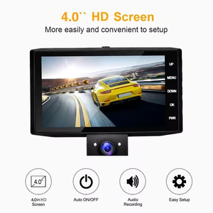 Grabadora de conducción de vehículos de 3 canales, pantalla de 4,0 pulgadas, detección de movimiento, vista trasera Hd, cámara de salpicadero de 1080p, cámara de salpicadero de 3 lentes, DVR para coche