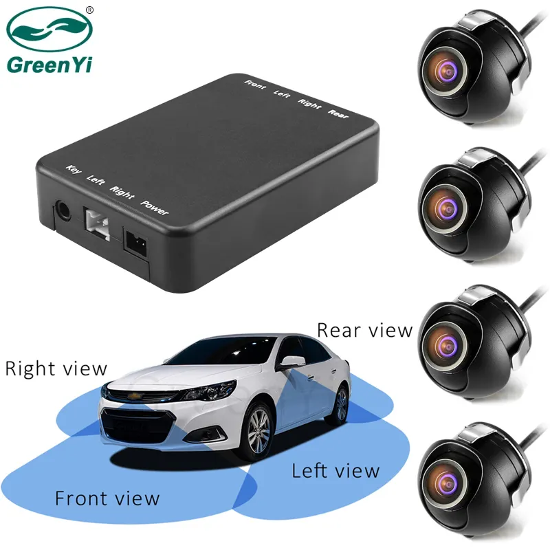 GreenYi 4 Channels Video Control Car Image Switch Combiner Box Front Rear Right Left View 4 Cameras Parking Assistance System