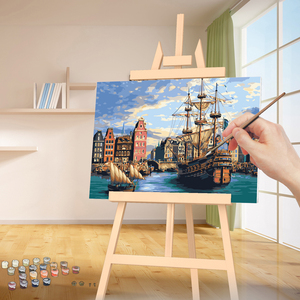 ชุดภาพเขียนสีน้ำมันแบบ DIY ทันสมัยพร้อมกรอบพิมพ์ลายสัตว์เสือเสือดาวแมวบนผ้าลินินด้วยตัวเลข - Product Image 2