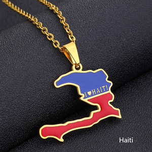 Özel farklı ilçeler kuzey amerika devlet bayrağı harita kolye Unisex toptan paslanmaz çelik kolye