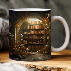 3D özel desen 330ML beyaz seramik fincan süblimasyon özel Logo boş fincan klasik tasarım - Product Image 4