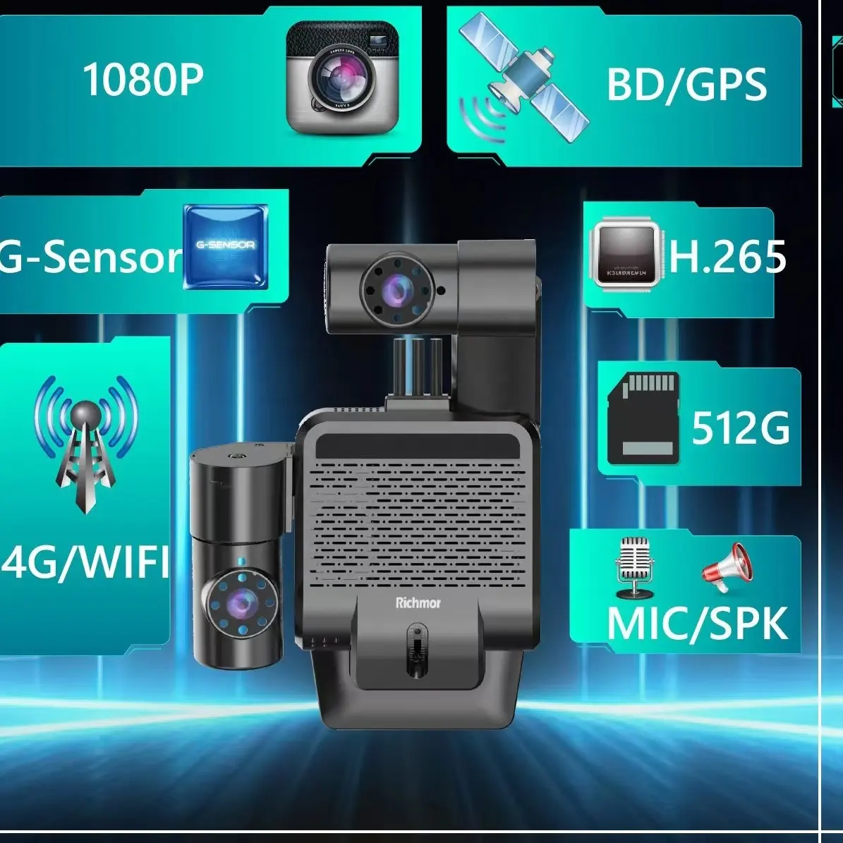 Richmor Xe Lái Xe Máy Ghi Âm 1080P Máy Ảnh HD Car DVR GPS Theo Dõi Đám Mây Lưu Trữ Mini DVR Máy Ảnh 4G Dash Máy Ảnh
