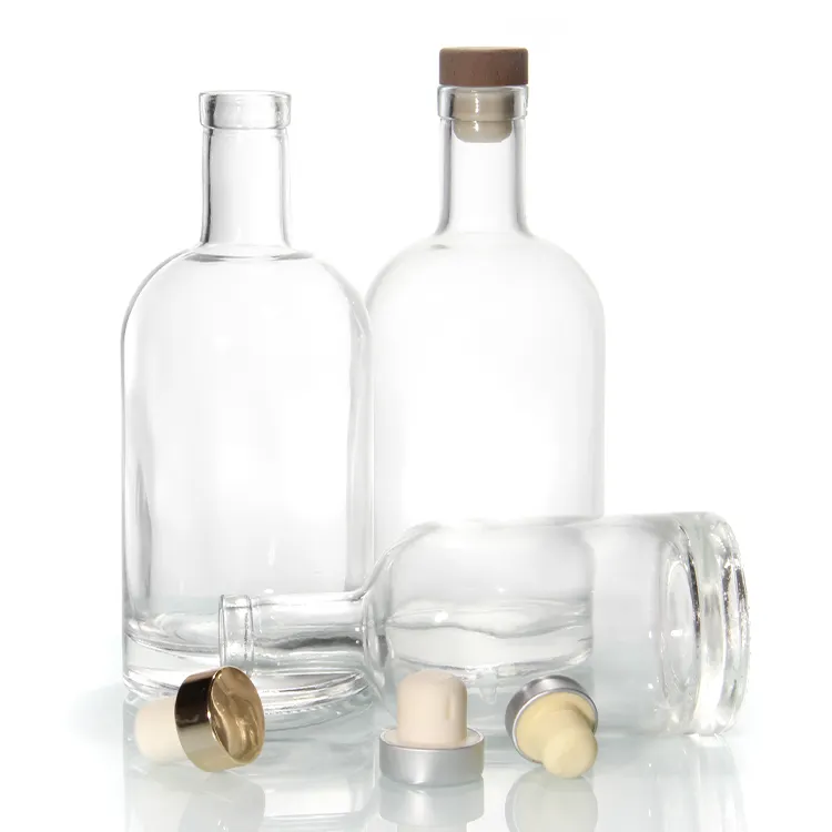 Botellas de cristal con corcho de alto polímero, botellas de cristal personalizadas con forma de Whisky, Tequila, ron, licor, 100Ml/200Ml/500Ml/1L