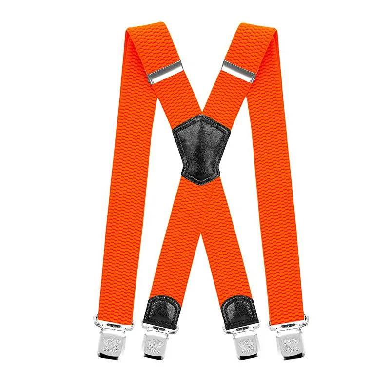 Mens Suspenders Solid Strong Clips Heavy Duty Braces X Style