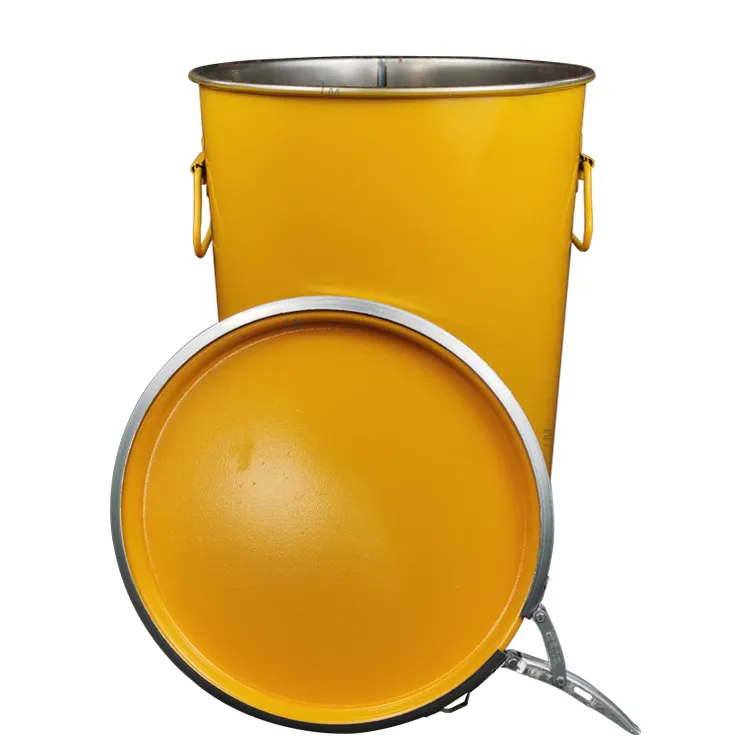 Balde de aço vazio de 25l, balde de tambor de 6,6 galões com tampa removível para plantas recicláveis