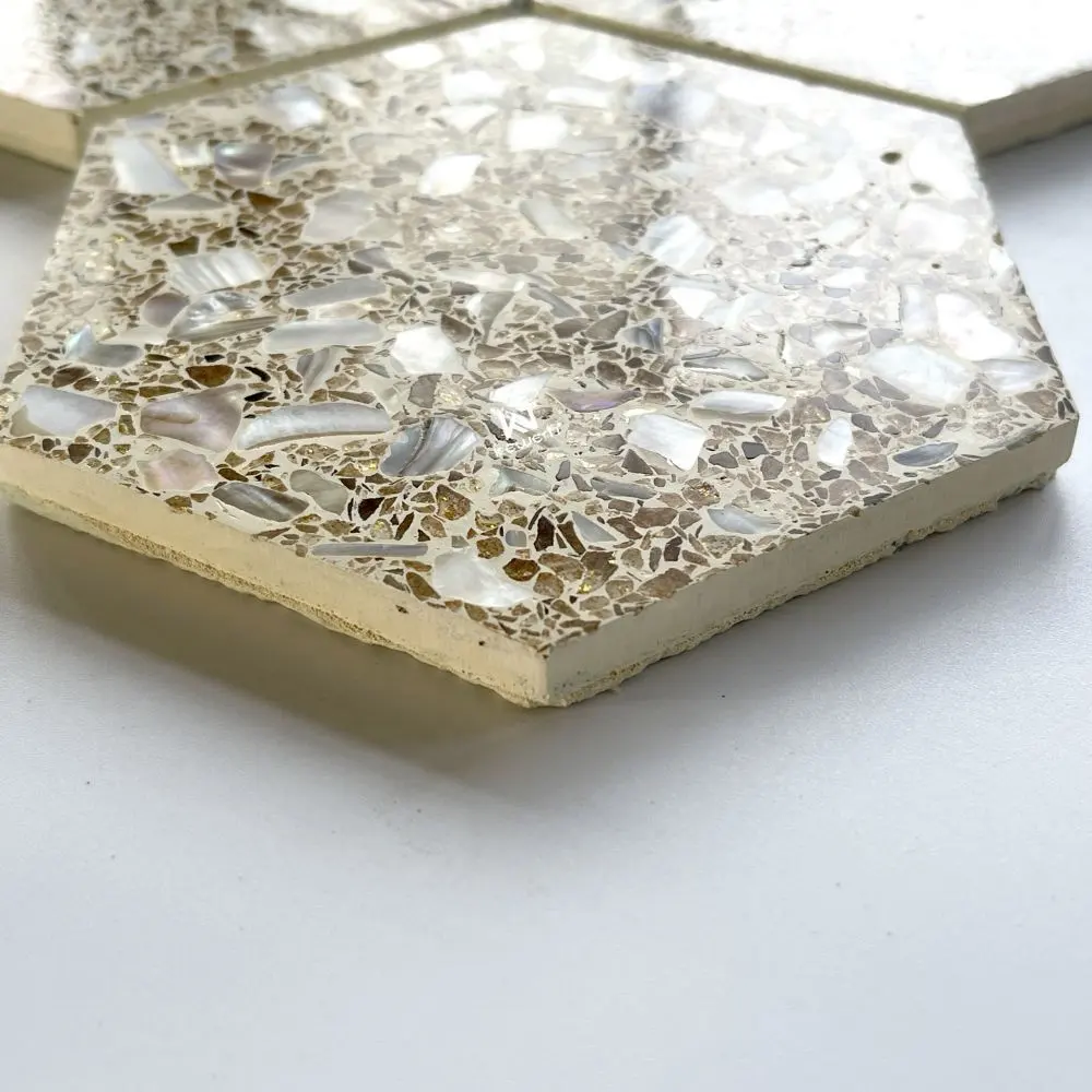Unregelmäßig geformter spezieller Zement Terrazzo Mosaikfliesen Badezimmerwand