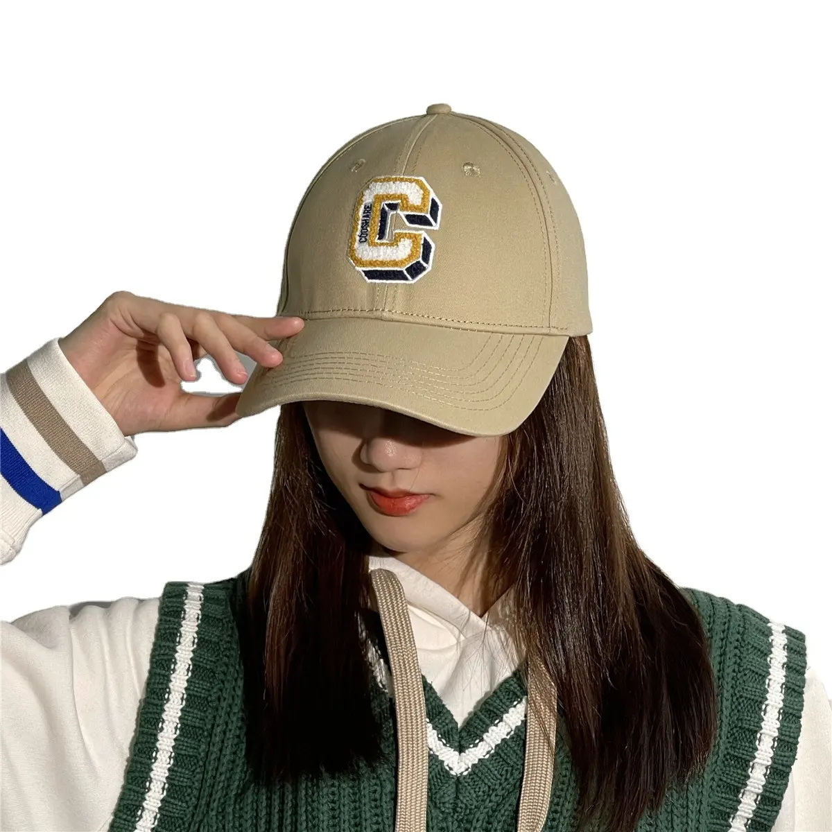 Nuova moda con ricami con lettera C cappellino da baseball basic da viaggio sportivo femminile protezione solare con visiera cappelli da baseball per studenti