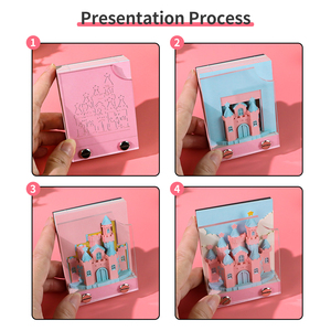 Regalo promocional Recuerdo Notas 3D Cubo de papel Castillo Rosa Modelo 3D rasgado a mano Bloc de notas oculto para regalo promocional - Product Image 5