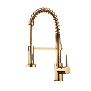Tidjune Torneira Flexivel Dourada、タップスプリングキッチン水栓モダンコンテンポラリーシングルレバーミキサータッププルダウンゴールド - Product Image 1