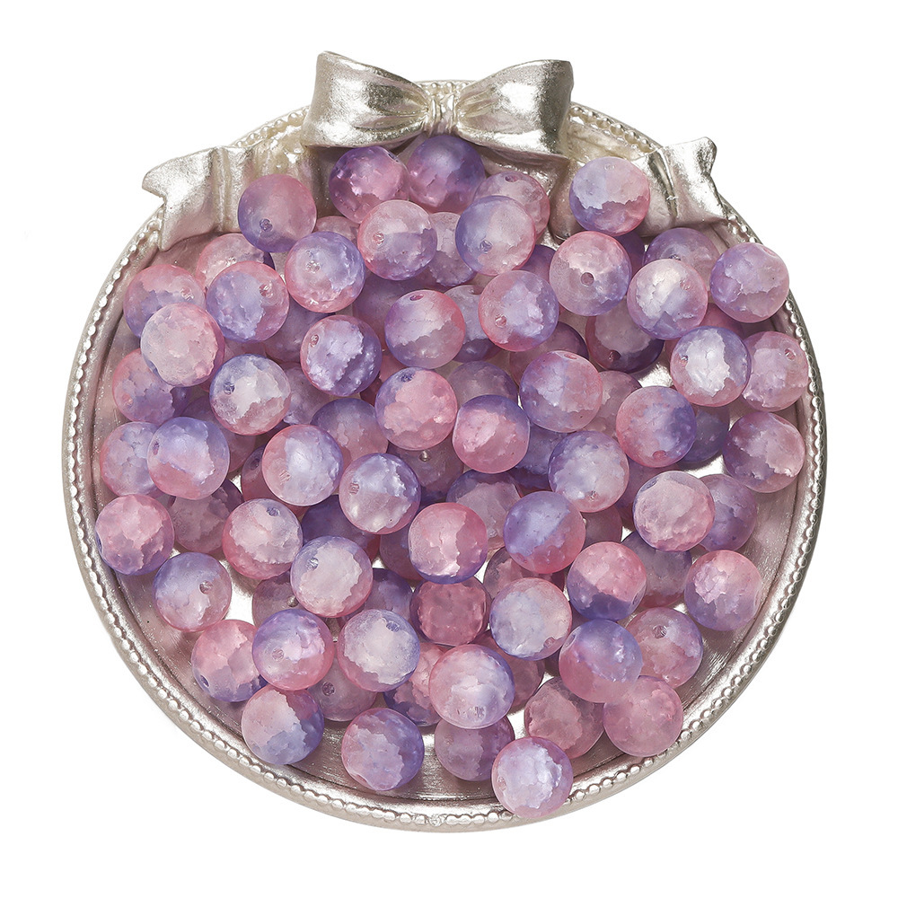 Perles de verre dépoli 10mm - bleu poudre