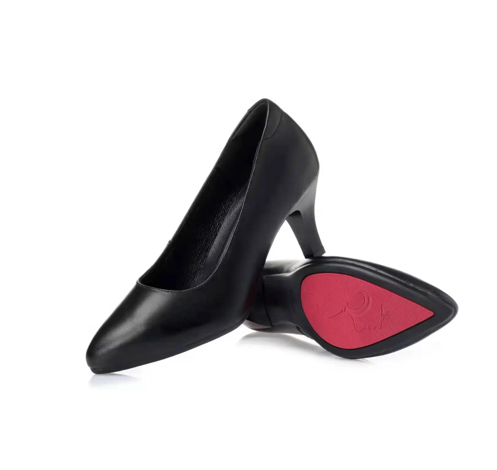 Zapatos de vestir de tacón bajo para mujer, calzado cómodo con logotipo personalizado, para oficina