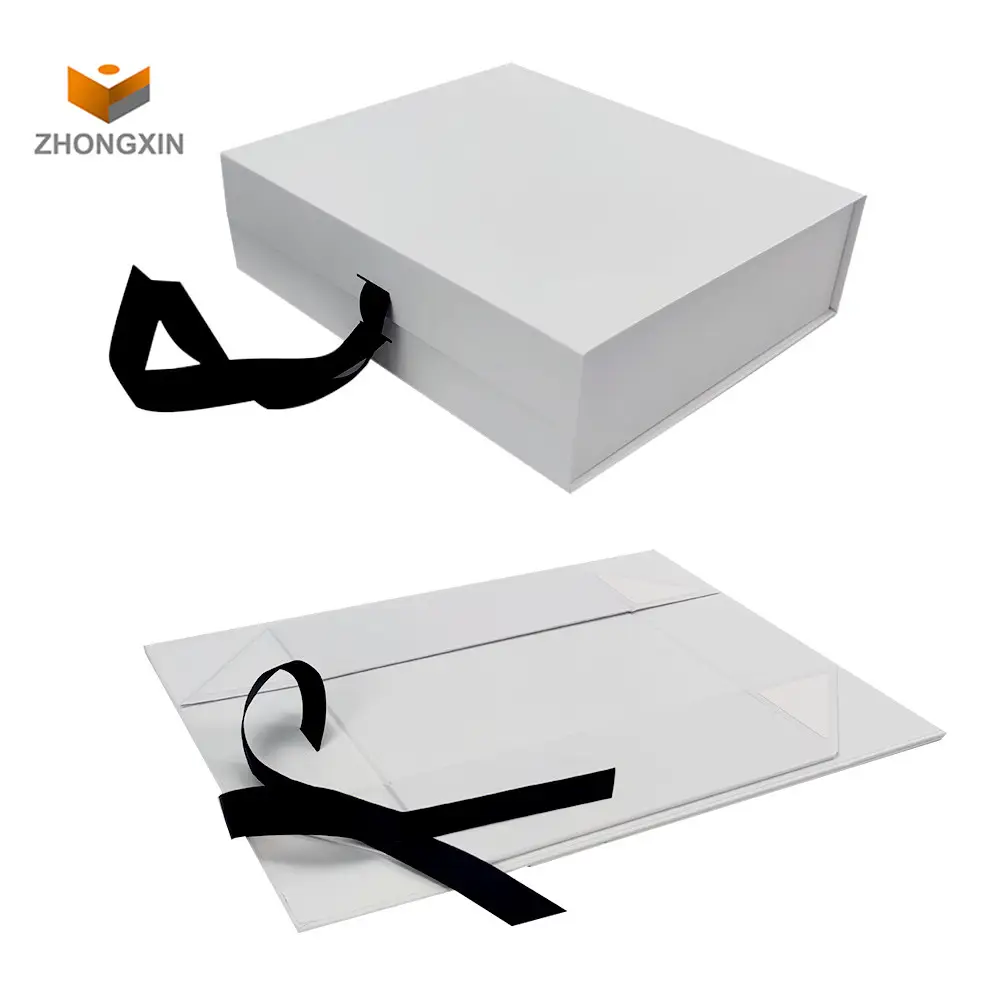 Confezione regalo in cartone scatola di lusso con nastro intercambiabile e chiusura magnetica Set di grandi scatole regalo pieghevoli