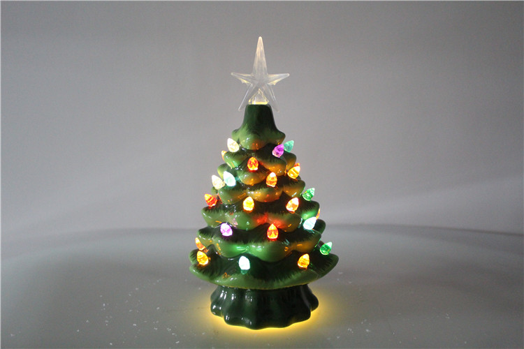 Hot sale LED Christmas decoration statue ceramic cactus ornament handmade mold gifts & crafts for sculptures home decoration