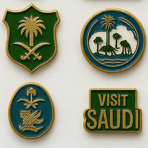 Free Design Wholesale Custom Saudi Logo <strong>3M</strong> Enamel Pin <strong>Badge</strong> Personalized Metal Sticker for Phone - Product Image 4