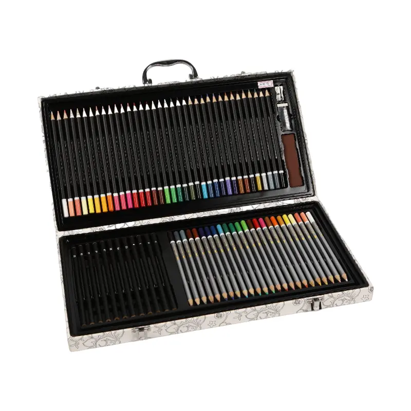 80PCS COLOR BOX ATR SET 36 TIPPING COLORES LÁPICES Deluxe Drawing Box of Wooden Art Set