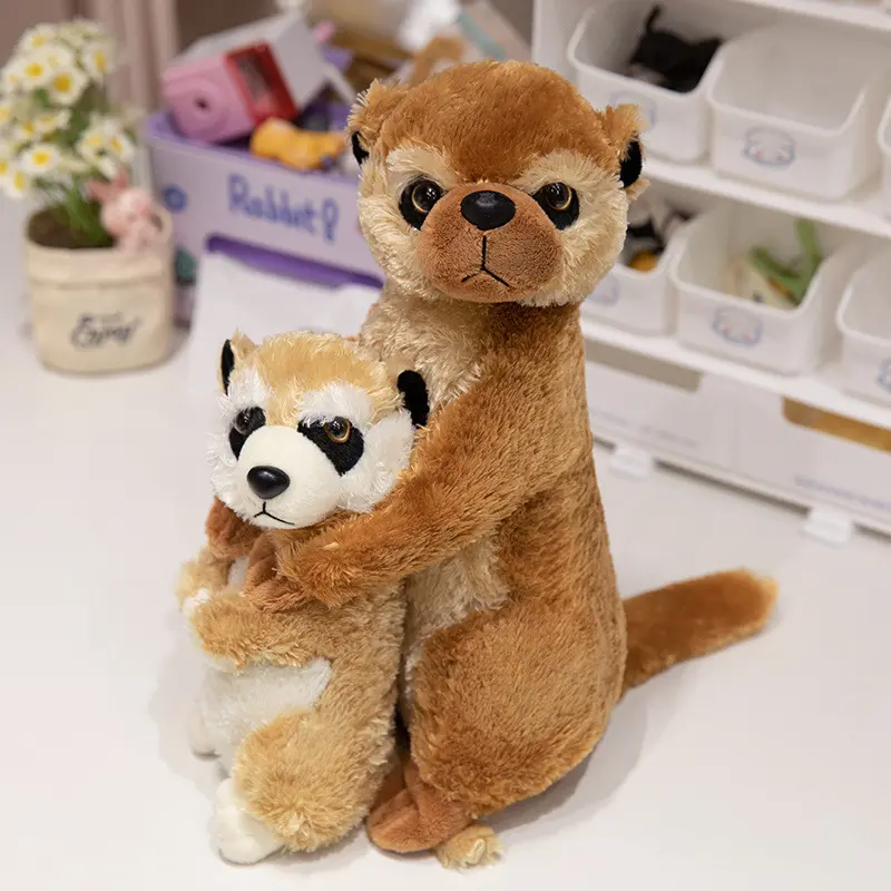 Animal de zoológico salvaje realista, juguete suave, decoraciones para el hogar, juguetes para niños, nutria de suricata de peluche, animales de peluche