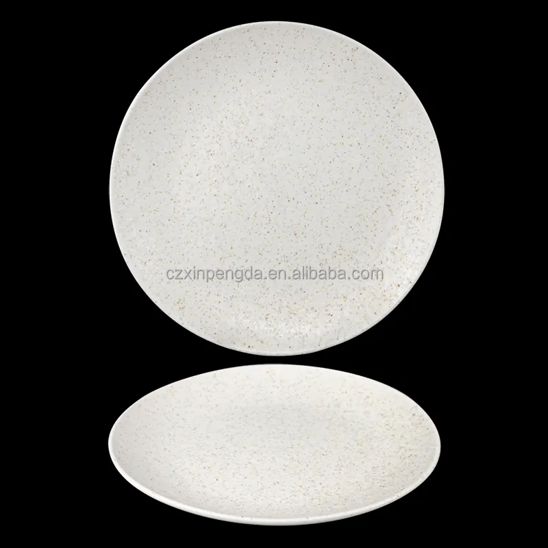 Venta caliente OEM ODM esmalte reactivo porcelana plato poco profundo plato redondo ensalada juego de vajilla de cerámica