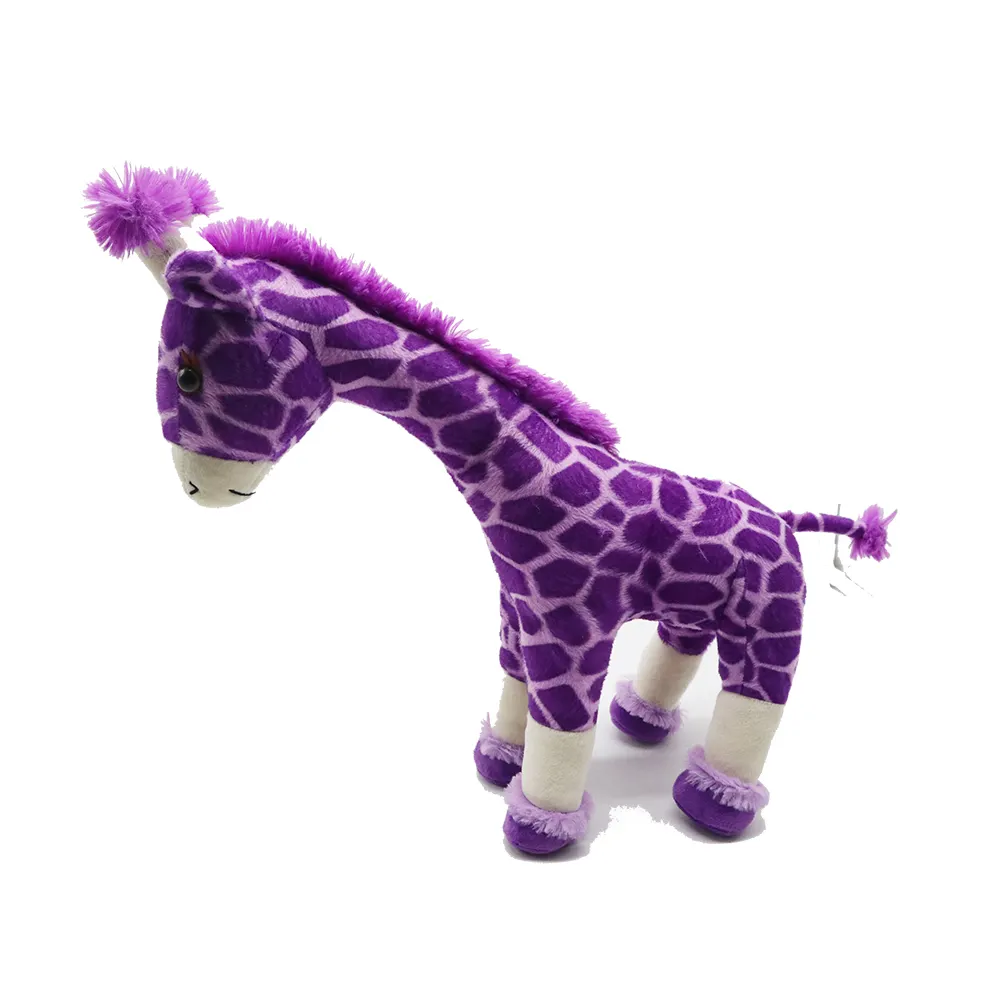 A085 Groothandel Paarse Pluizige Stadnding Knuffel Giraffe Baby Speelgoed Geschenken Op Maat Zachte Pluche Dieren Giraf