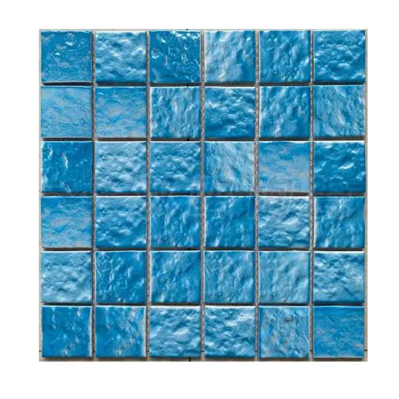 Mosaico de porcelana azul da ondulação do preço da fábrica de fohu 300*300*8mm para piscina