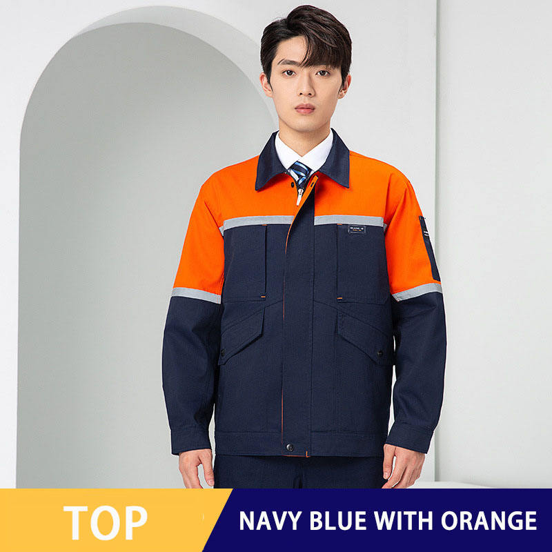 Haut bleu foncé et orange