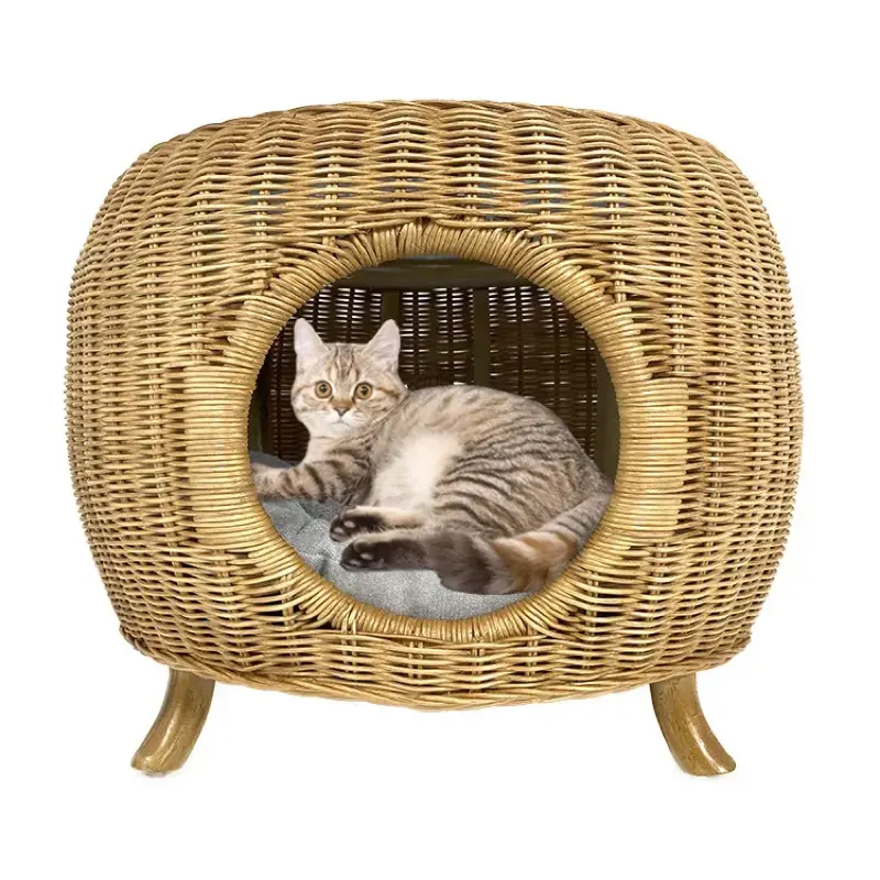 ペットホーム家具スタイル1つの人工木材木製籐猫ベッド
