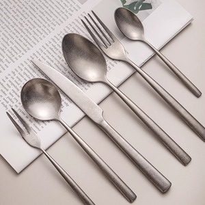 复古风格古董银器304不锈钢套装餐厅和酒店简单餐具套装 - Product Image 2