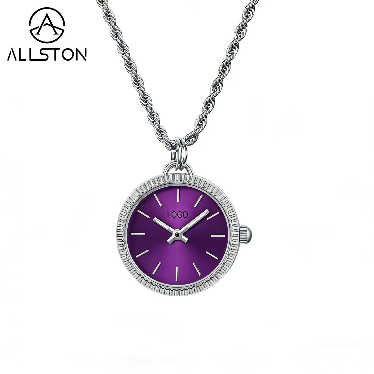 Boîtier argenté + cadran soleil violet/015