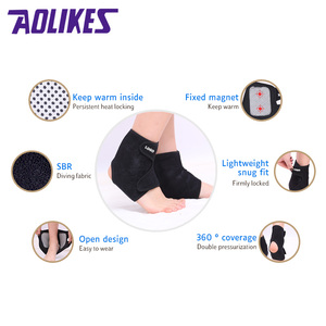 Aolikes 1050 свободный размер оптовая продажа черный эластичный бандаж для лодыжки Магнитный турмалиновый самонагреваический бандаж для поддержки лодыжки - Product Image 4