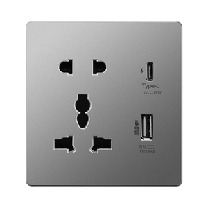 Solo 5 pines Multi Socket USB Tipo-C Interfaz 18W 3A Carga rápida inteligente, 5V USB Carga rápida Toma de corriente de pared universal - Product Image 3