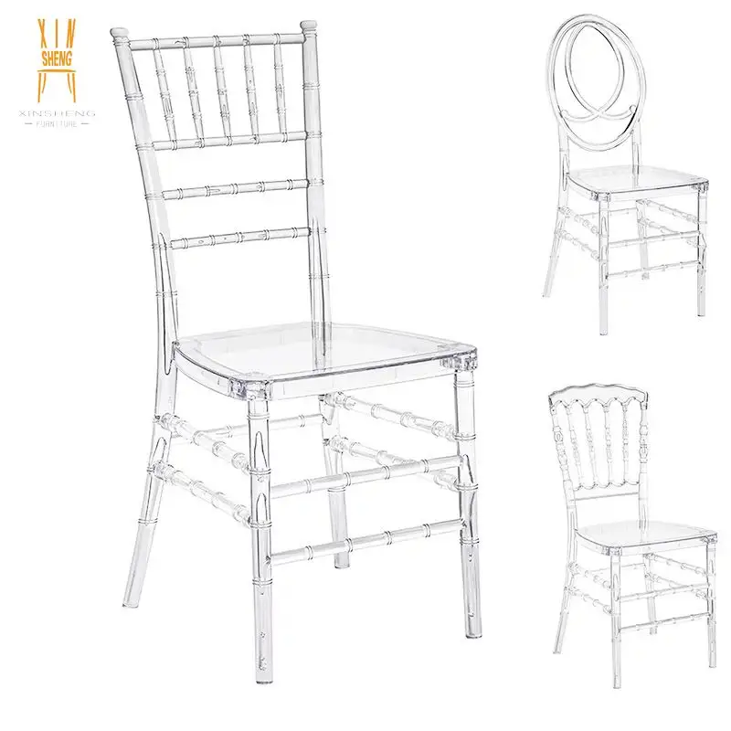 Gran oferta fuerte boda fiesta transparente de plástico apilable de acrílico de resina de cristal claro Phoenix silla Chiavari