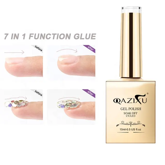 Logo personnalisé Vente en gros 15ml Colle adhésive Uv Gel d'extension d'ongle Construction Gel d'ongle 7 en 1 Fonction