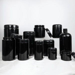 Yuvarlak 50g 100g 150g 200g <span class=keywords><strong>250g</strong></span> 500g 1000g Uv siyah koyu Ultra Violet Violet kavanoz ultraviyole depolama cam kavanoz krem kavanoz