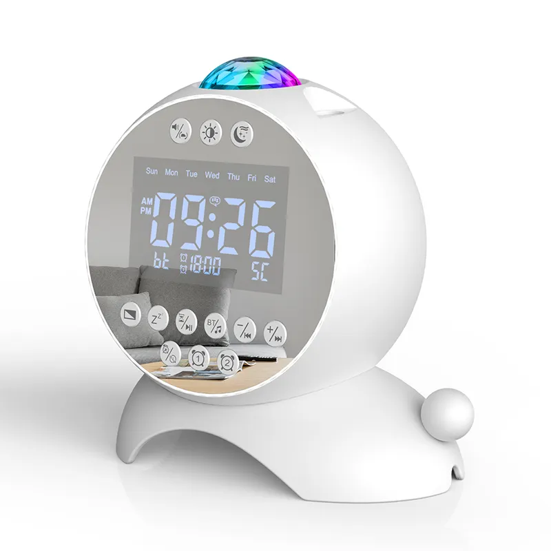 FANSBE Starlight Projetor Despertador Ruído Branco Multi Função Alto-falante Bluetooth Portátil Com Relógio