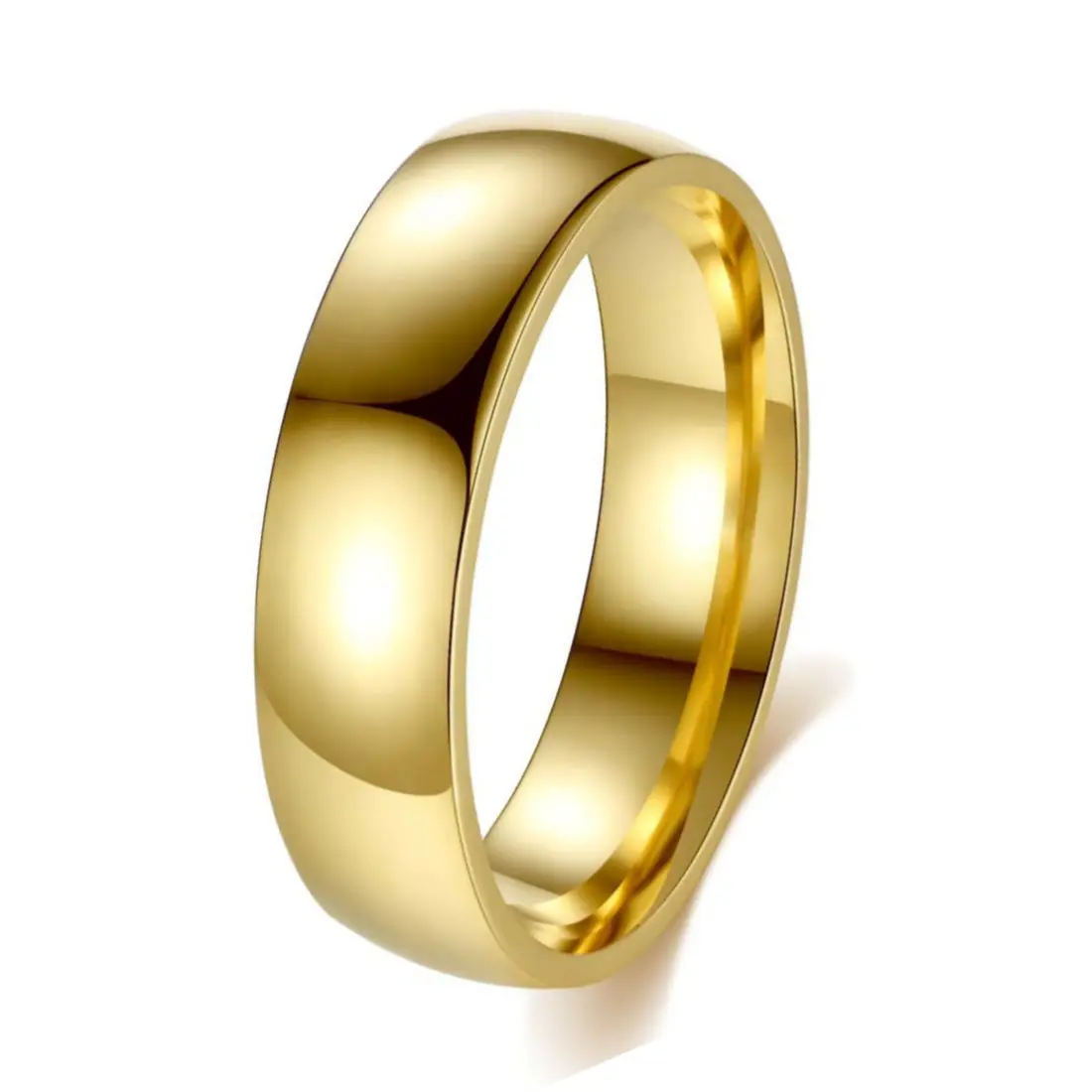 Cincin Tungsten emas pria wanita, 3mm 4mm 5mm 6mm 7mm 8mm 10mm pita pertunangan pernikahan kubah dipoles nyaman